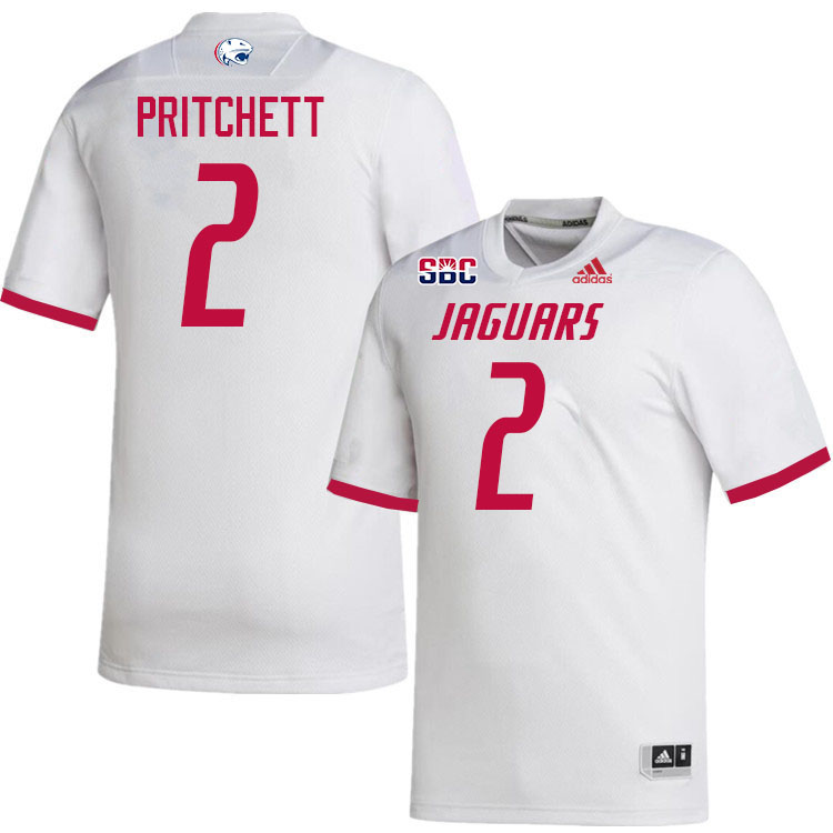 #2 Jamaal Pritchett South Alabama Jaguars Jerseys,College Football Uniforms,Apparels Stitched-White